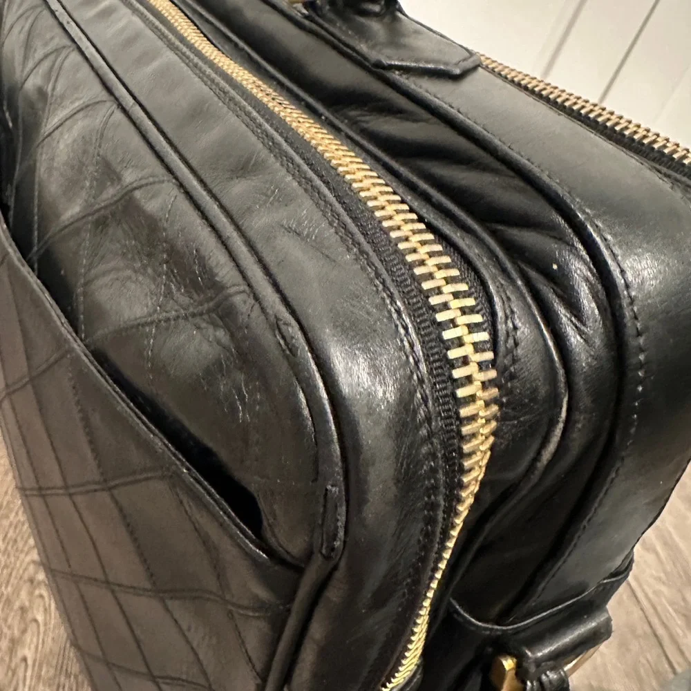 CHANEL Black Quilted Leather Briefcase